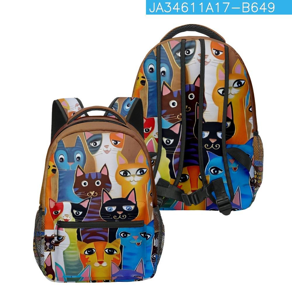 Trendy Kpop Youthful School Bags Unisex Cats Travel Bags 3D Print Oxford Waterproof Notebook Shoulder Backpacks