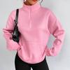 Women's High Neck Zip Up Long Sleeve Sweatshirt Color Trendy