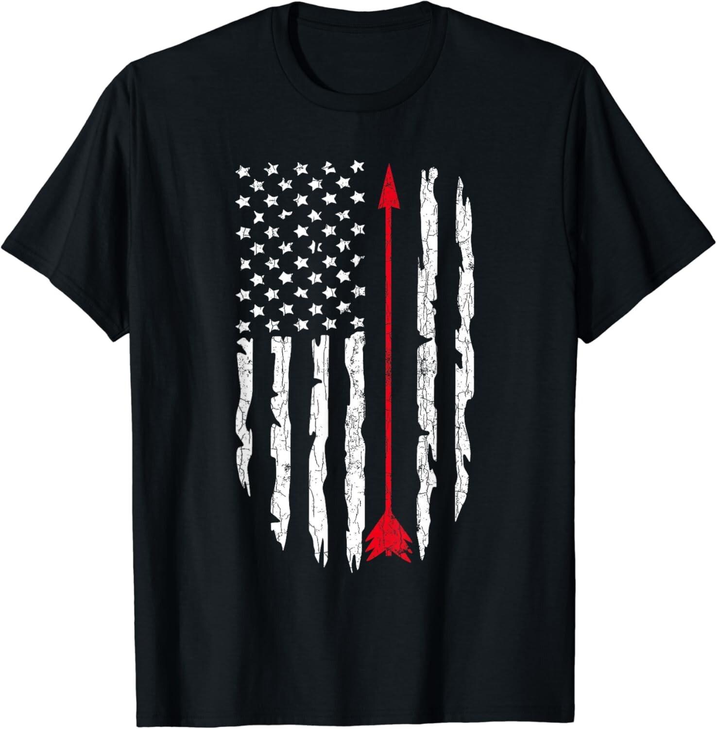 

Vintage USA Flag Archery Funny Archer Arrow Graphic Gift Unisex T-Shirt S разноцветный