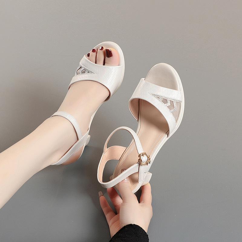 Fashion New Elegant Open Toe Shoes Thick Heel High Women Shoes High Heels Party Office Lady Sandals Shoes Female Sandals