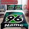 3-teiliges Bettbezug-Set (1 * Bettbezug + 2 * Kissenbezug, ohne Kern), Individuelles Namens-Hannover 96 Fußballmuster Bettwäsche-Set, Heim Schlafzimmer Dekor Geschenk