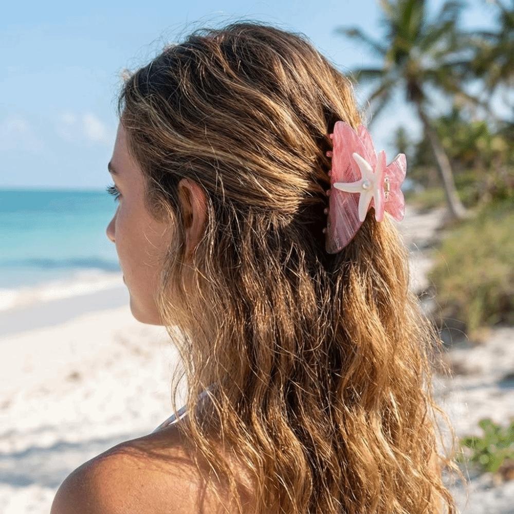Large Starfish Hair Grab Shark Clip Acrylic Shark Clip Fashion Pearl Hair Claw Girls