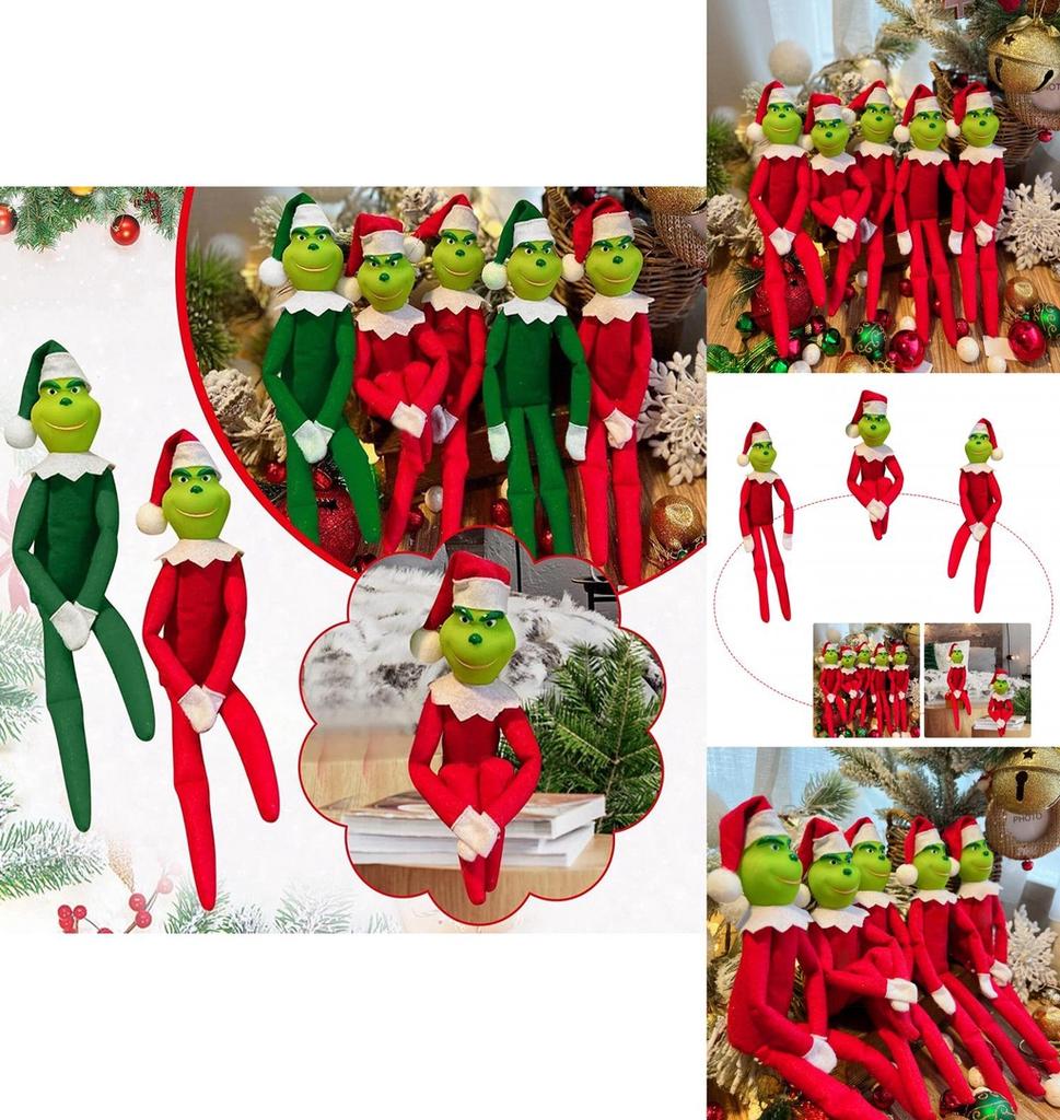 Vánoční panenka Grinch Dekorace Měkká Pohodlná A Perfektní Jako Sváteční Ozdoby A Dárky