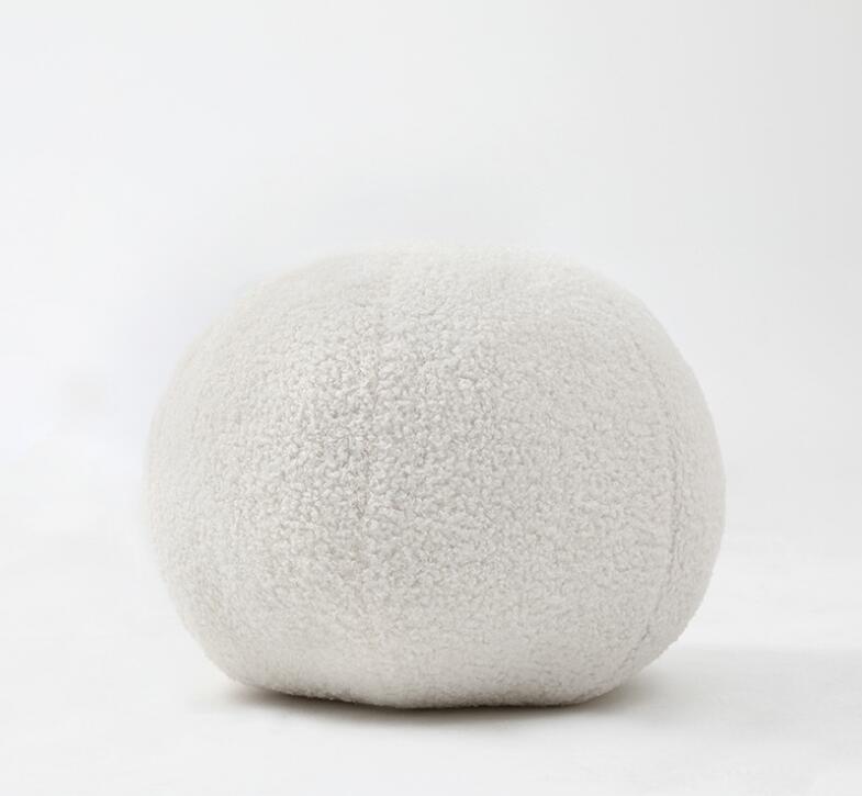 Geometrische Vorm Lus Fleece Zacht Comfortabel Bed Bal Kussen Kussen Woonkamer Bank Persoonlijkheid Kussen Terug Huis Decor Dia about 30cm wit