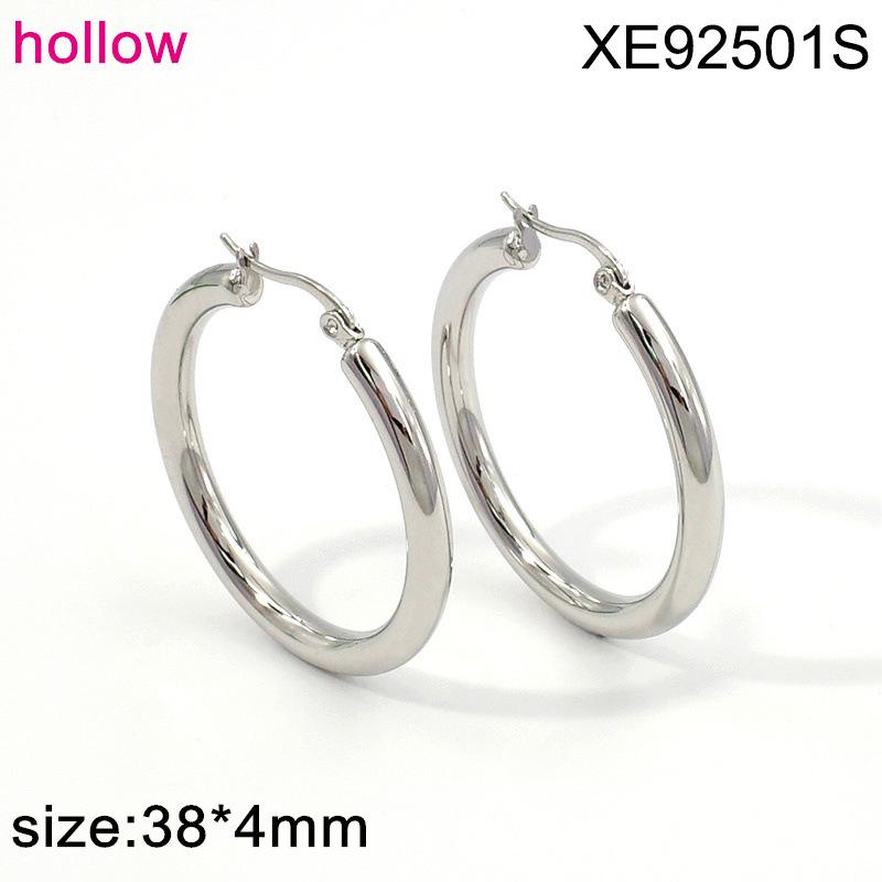 European  American Fashion Geometric Round Gold-Plated Titanium Steel Earrings for Women