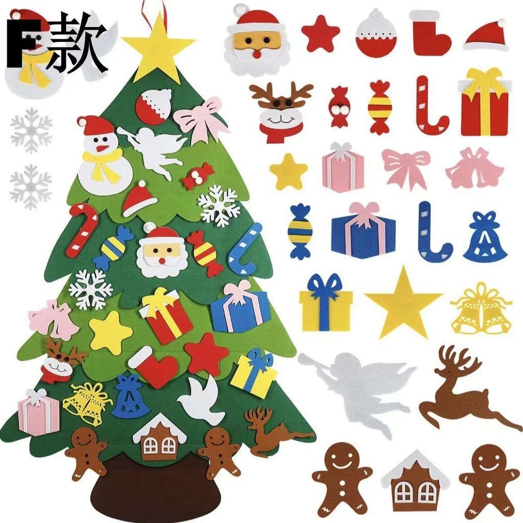 DIY Felt Christmas Tree Christmas Decoration for Home Navidad 2025 New Year Christmas Ornaments Santa Claus Xmas Kids Gifts