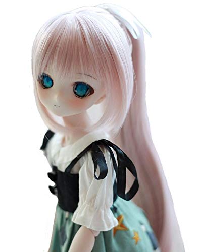 

Парик для кук YR EARTH S312, термостойкий, 8-9 дюймов, с длинным хвостом, размер 1/3, BJD, DD, DDS, MDD (Бледно-розовый)