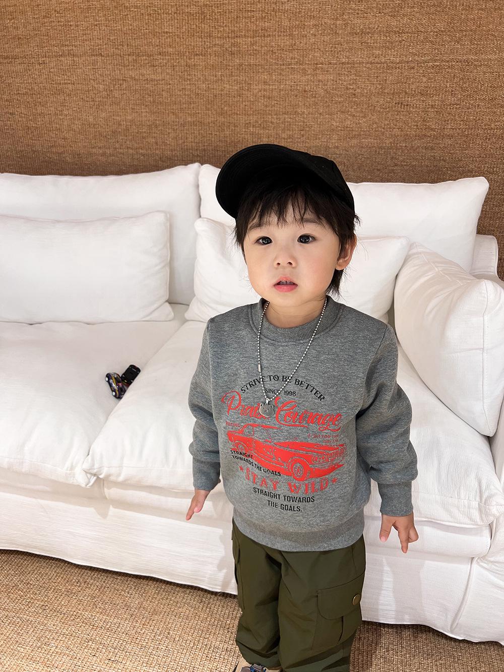 Kids  Cozy Fleece-Lined Sweatshirt for Autumn & Winter - Anti-static, Antibacterial, Plush Design for Boys & Girls 110 cm