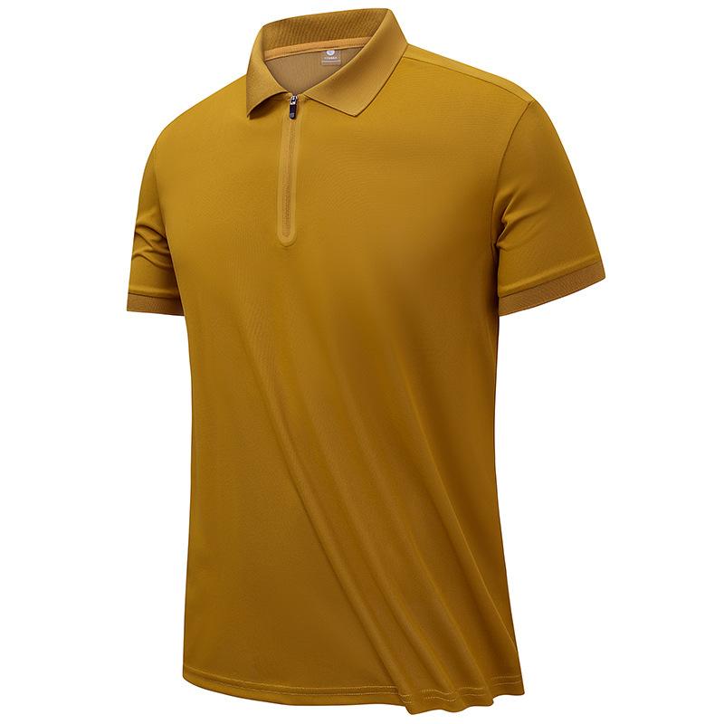 Camiseta POLO de Manga Corta para Hombre, Color Sólido, Cuello con Media Cremallera, Edición Fina, Manga Corta de Contraste, Edición Coreana, Camiseta Casual