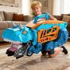 Children's Dinosaur Transport Truck, Containing 6 Alloy Cars, Blue/Green Dinosaur Race Track Storage Vehicle, Boy's Gift
