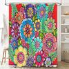 Rideau de douche floral Motif botanique Décor de salle de bain Impression de fleurs de la nature Tissu imperméable Doublure Style Ferme Rustique Vintage