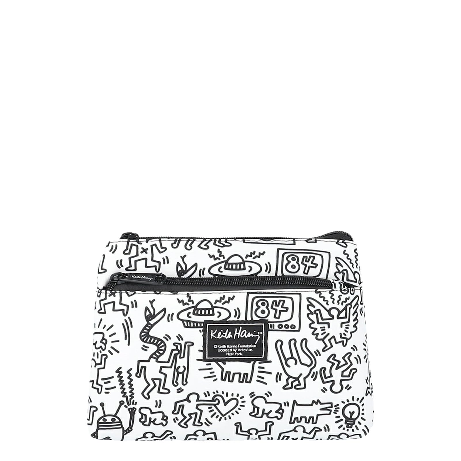 Косметичка Keith Haring, Дорожная косметичка, Косметичка, Сумка для макияжа, Сумка для гаджетов, Тонкая косметичка, Унисекс, Принт по всей поверхности, Водоотталкивающая, Маленькая, Круглая,