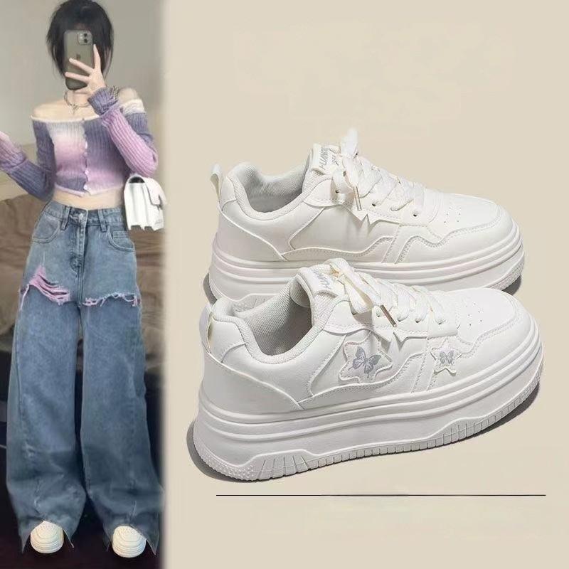 Embroidery little white shoes women's 2025 new spring Velcro leather student versatile flat shoes white shoes