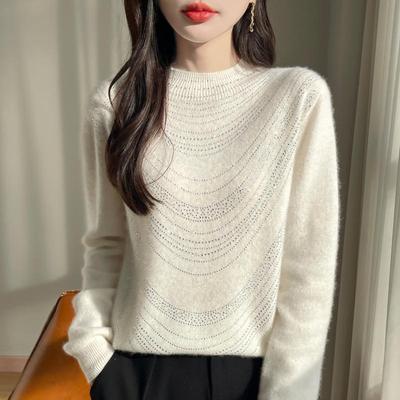Suéter de cachemira para mujer Qinghe Cashmere 30% cachemira 70% lana Otoño e invierno Suéter de cachemira suave y cálido