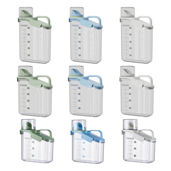 1.6/2/2.8L Airtight Dog Food Storage Container Pet Dry Food Bin with Measuring Cup Lid Clear Plastic Kitchen And Pantry Organization Bin