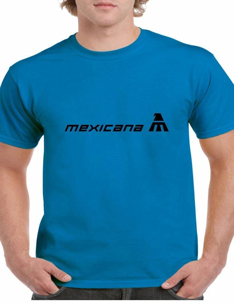 Mexicana Airline Retro Logo Tee Mexican Air Travel Royal Blue Cotton T-Shirt 2XL