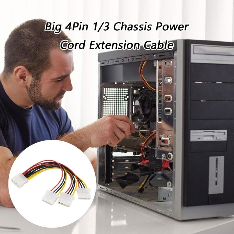 4Pin Stecker auf Dreifach Buchse Adapterkabel für Computergehäuse Stromversorgung Erweiterung