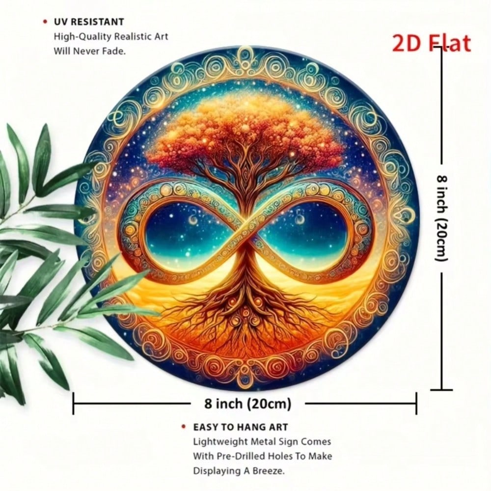 

2D Cosmic Tree Iron Wall Art Waterproof Metal Sign Infinity Starry Night 8 Inch Home Decor 20x20