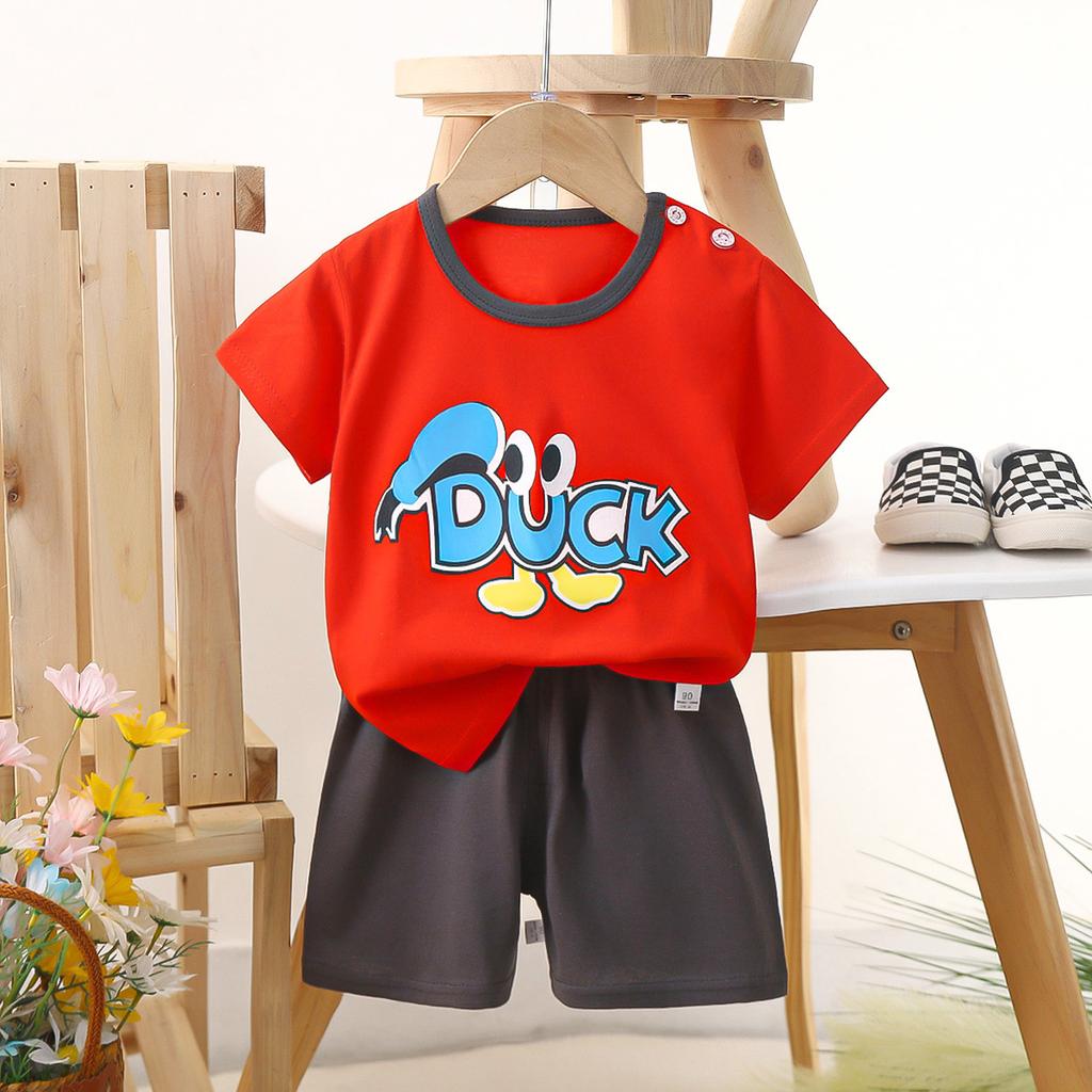 hildren's short-sleeved set cotton boys' -shirt baby summer children's clothing girls' shorts baby clothes summer clothing wholesale