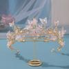 Baroque Butterfly Pearl Crystal AB Crown Tiara Rhinestone Hairband Wedding Hair Accessories Princess Bridal Headpieces