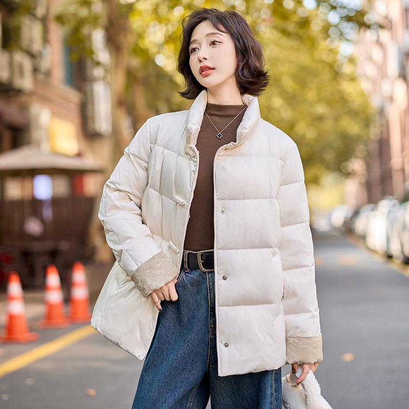 

Women s 2024 Winter Loose Thickened White Duck Down Jacket, Petite Design, SY1051 S (90-115 jin)