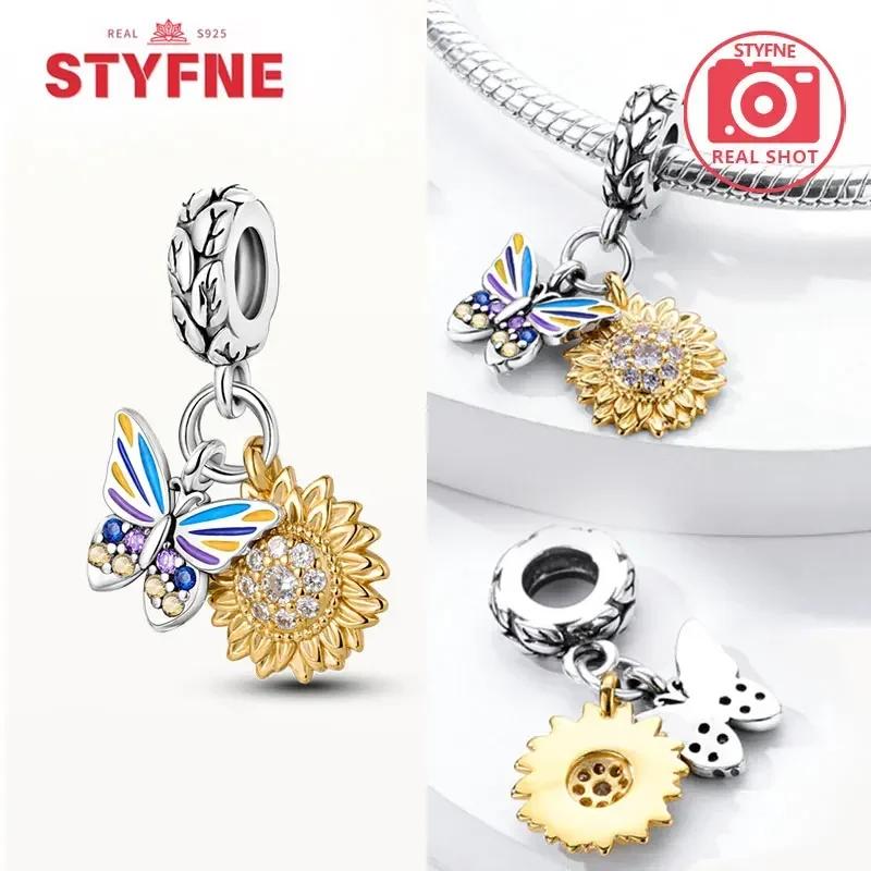 Copperoriginal Starry Sky Sunflower Green Wheat Field Oil Painting Charms Beads For Women Diy Fine Jewelry Gift