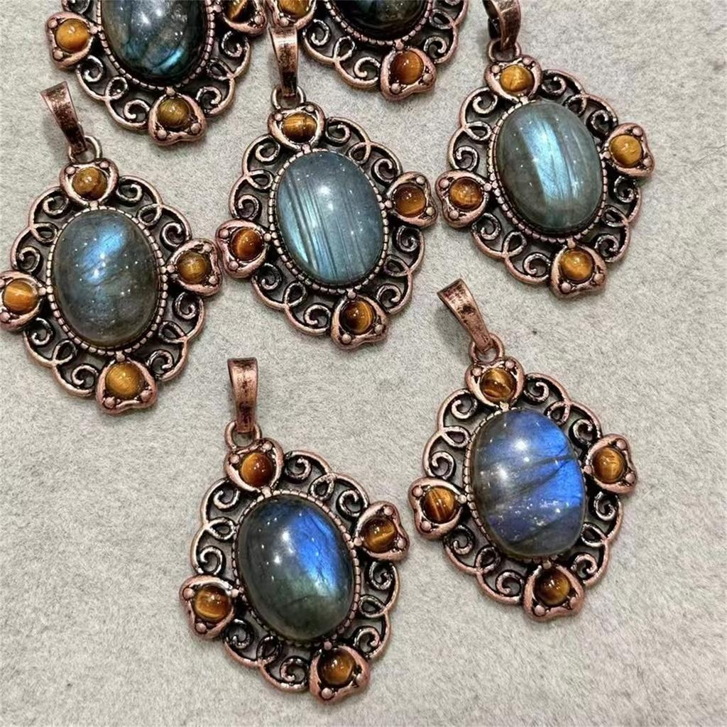Natural Crystal Jewellery Pendant Healing Stone Gift for Women Labradorite Pendant