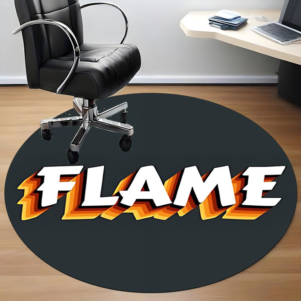 1pc Flame Office Round Rug, Non-slip, Soft and Durable Office Rug for Interior Decoration, Perfect for Office,Decoration Yy260204087
