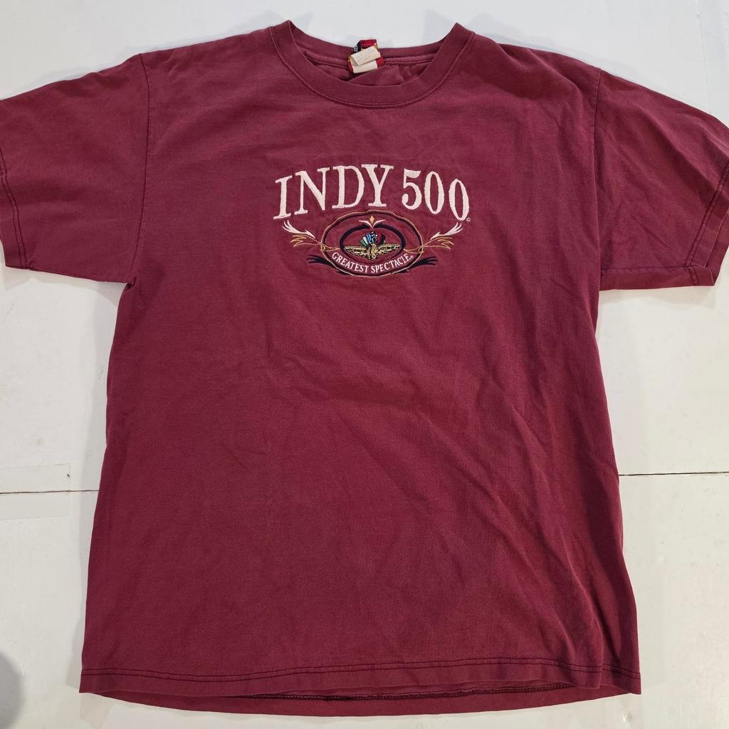 Vtg 90s Indy 500 T Shirt Maroon St Clair Apparel Greatest Spectacle Mens Large Unisex T-Shirt