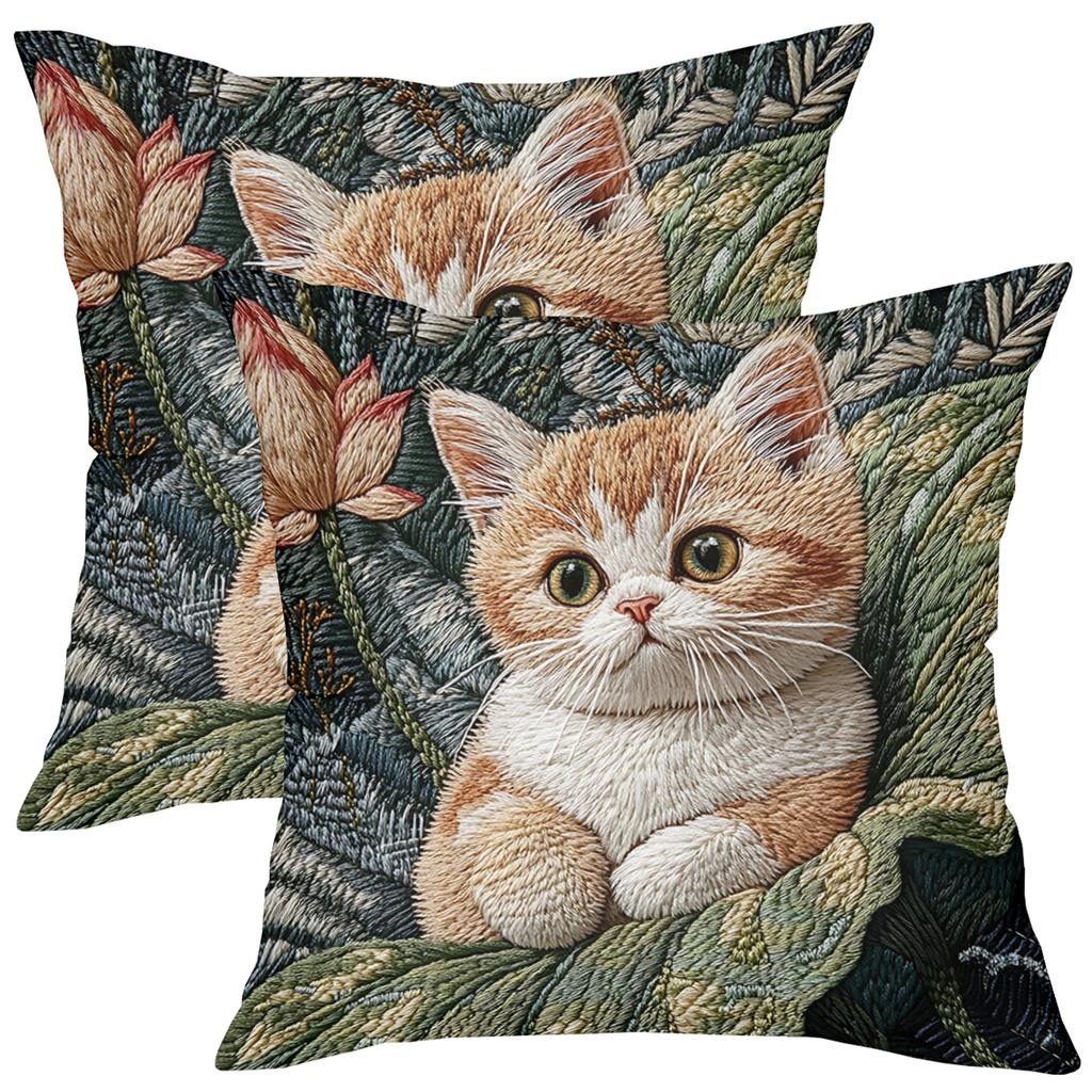 2D flat printing Cute Kitten Pattern 2d Printed Sofa Cushion Pillow Polyester pillowcase sofa decorative cushion cover
