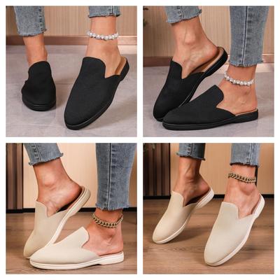2025 Foreign Trade Large Size Women's Shoes 2025 Summer New Half Slippers Flying Woven Cool Slippers Bag Head Flats