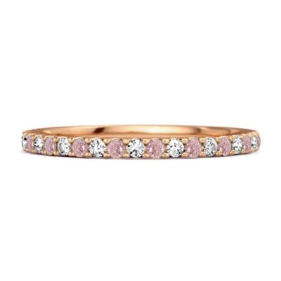 Pink Topaz Eternity Band Women Wedding Ring  - 925 Sterling Silver Rose Gold Vermeil
