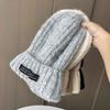 High-end Big Head Circumference Wool Hat Women's Winter American Cold Hat Gray Knitted Hat Fashionable Foreign-style Cold-proof Warm Hat