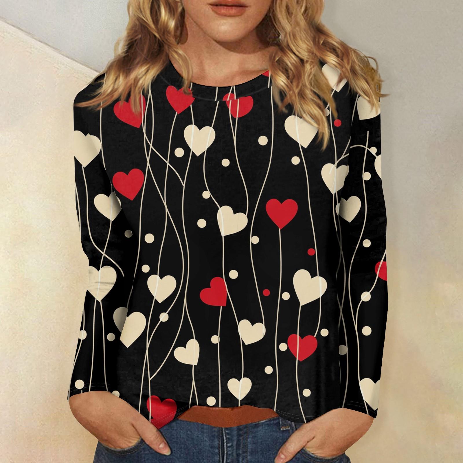 

Женские топы с круглым вырезом, свободная футболка с принтом ко Дню святого Валентина L