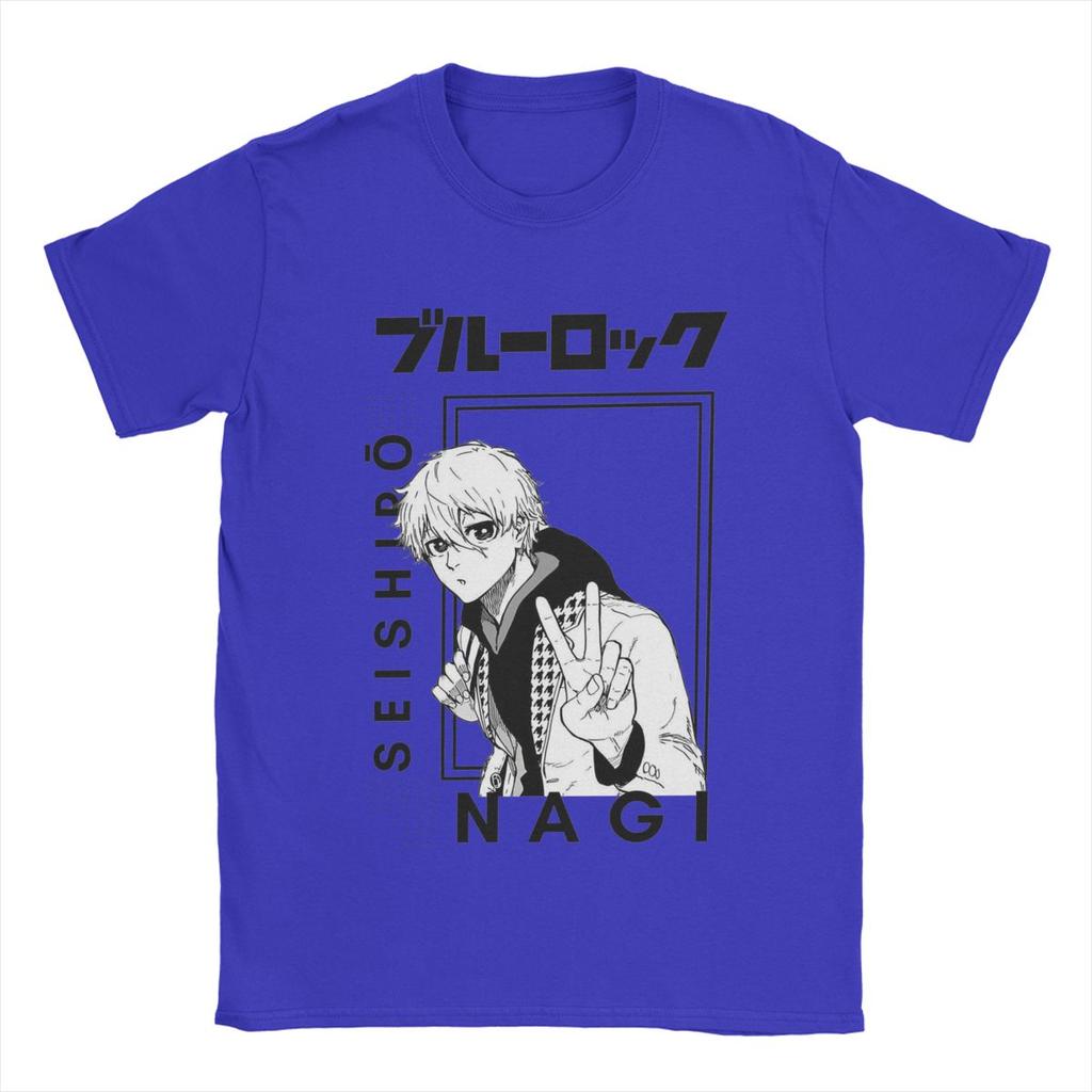 Novelty Nagi Seishiro Blue Lock T-Shirts for Men Round Collar Pure Cotton T Shirts Short Sleeve Tee Shirt Unique Tops