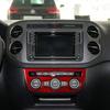 For Volkswagen Tiguan Red Carbon Fiber Interior Climate Console Cover Trim