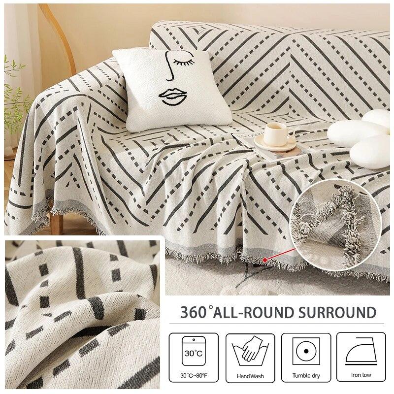 Printed Sofa Slipcover Soft Removable Washable Non Slip Blanket For Living Room Home Decoration Various Sizes