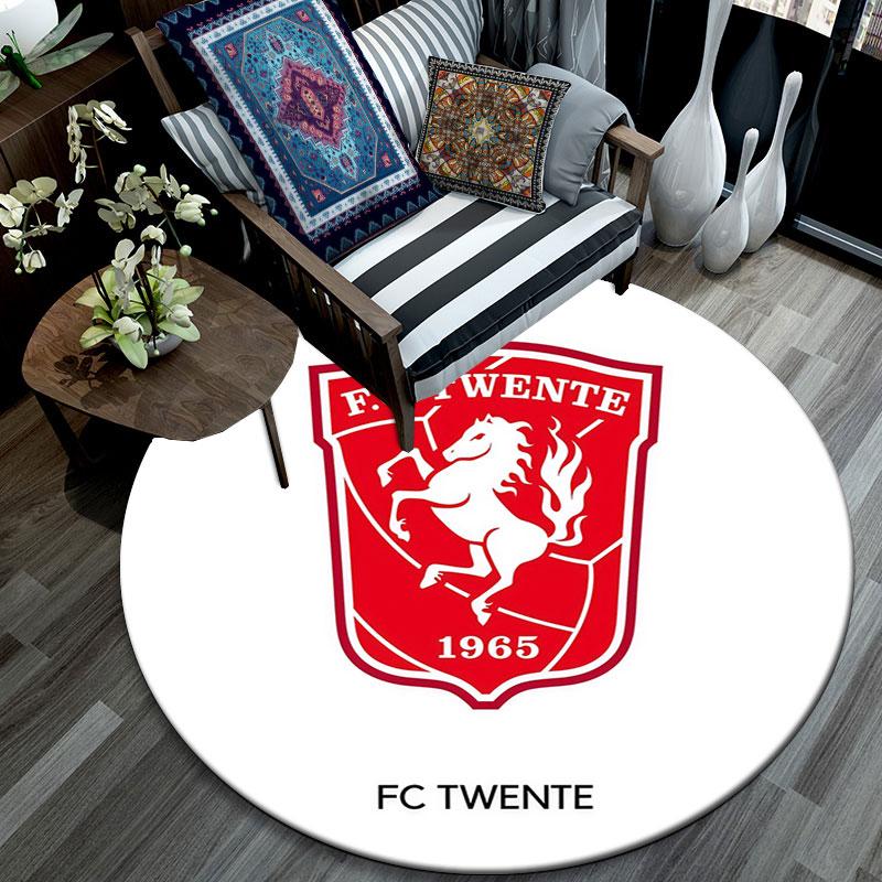 FC Twente Art pattern round rug,Carpet Rug for Living Room Bedroom Playroom ,Non-slip Floor Mat,Holiday Gifts and Birthday Gifts.