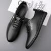 Genuine Leather Cowhide Men's Leather Shoes Summer New Breathable Deodorant Strap-free White Casual Shoes Soft Sole Soft Surface Leather Shoes