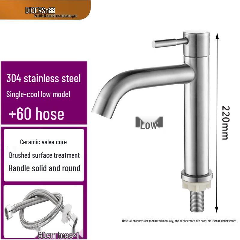 Dearday 304 Stainless Steel Brushed Single Handle Basin Mixer Faucet