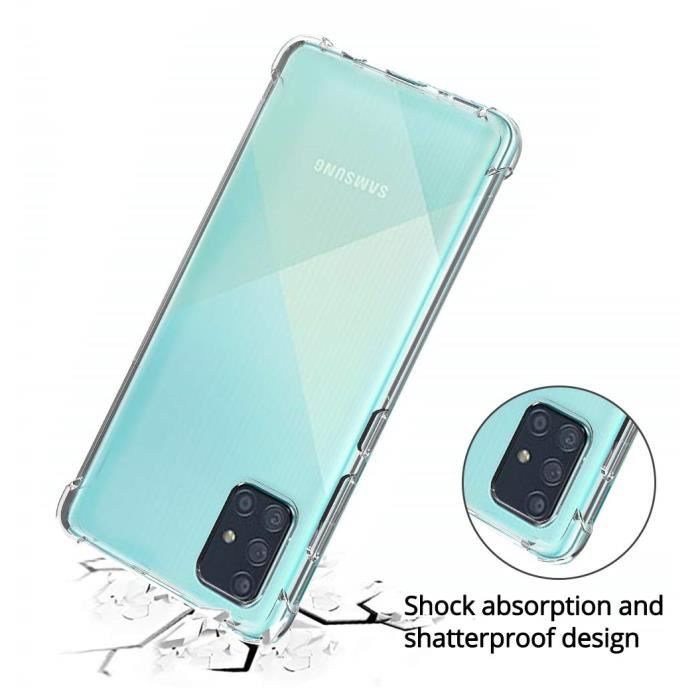 Pour Samsung Galaxy A71,Transparent Souple Antichoc Bumper Housse Anti-Scratch Silicone TPU Soft Housse Protection Silicone Coque