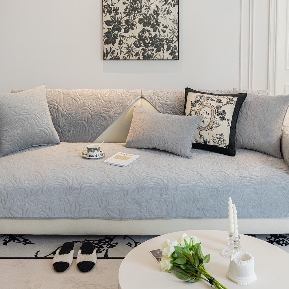 Cojín de Sofá de Terciopelo Cristal de Invierno Nuevo Estilo Crema Francés Claro Funda Funda Paño Cojín de Sofá de Cuero