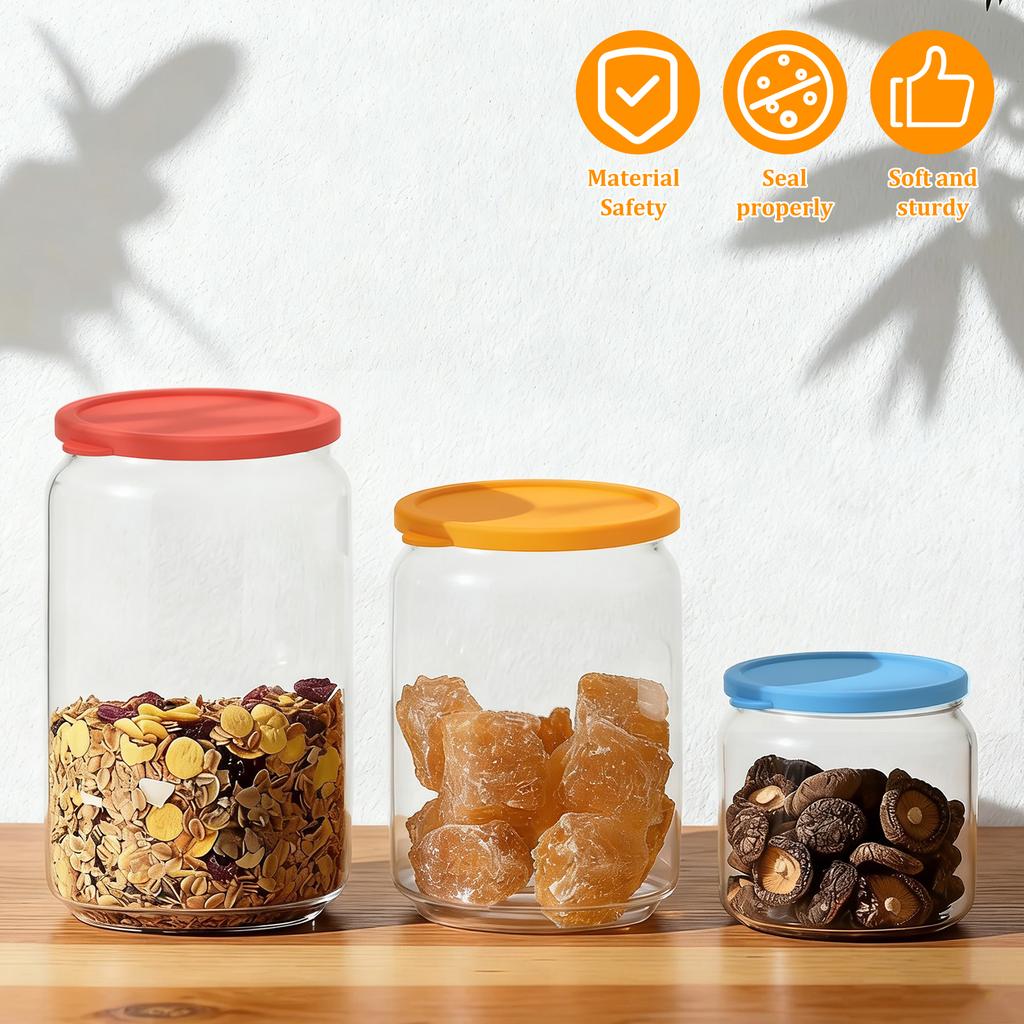 8Pcs 3 Inch Silicone Jar Lid Leak Proof Food Sealing Preservative Lid Reusable Heat and Cold Resistant Sealing Lid Kitchenware