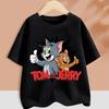 T-shirt for Children Cartoon Partern Tee Top Round Collar Clothing Black White