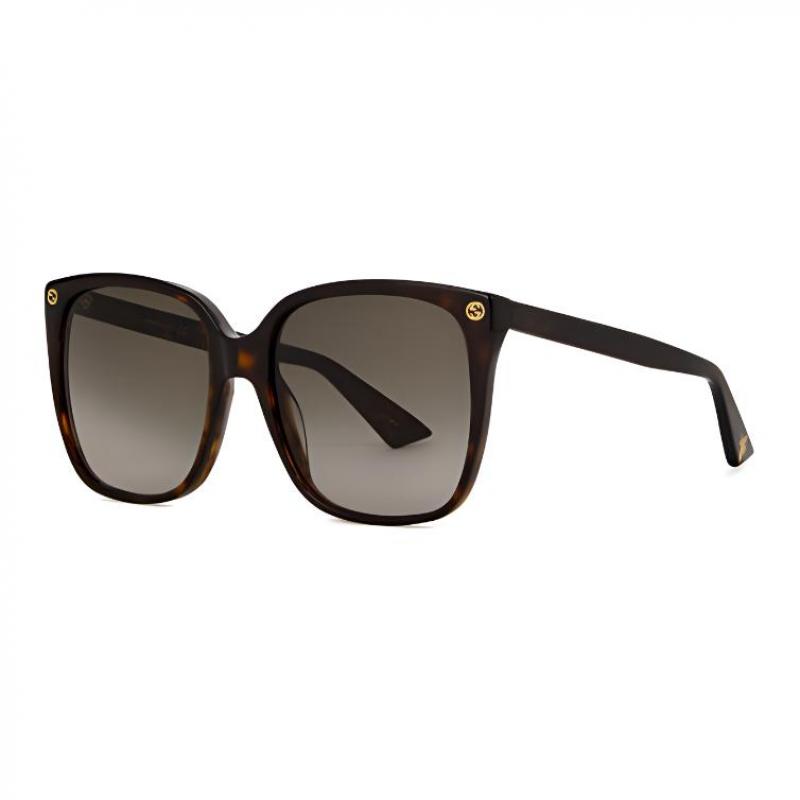 GUCCI Logo Logo Irregular Sunglasses Women's Tortoiseshell