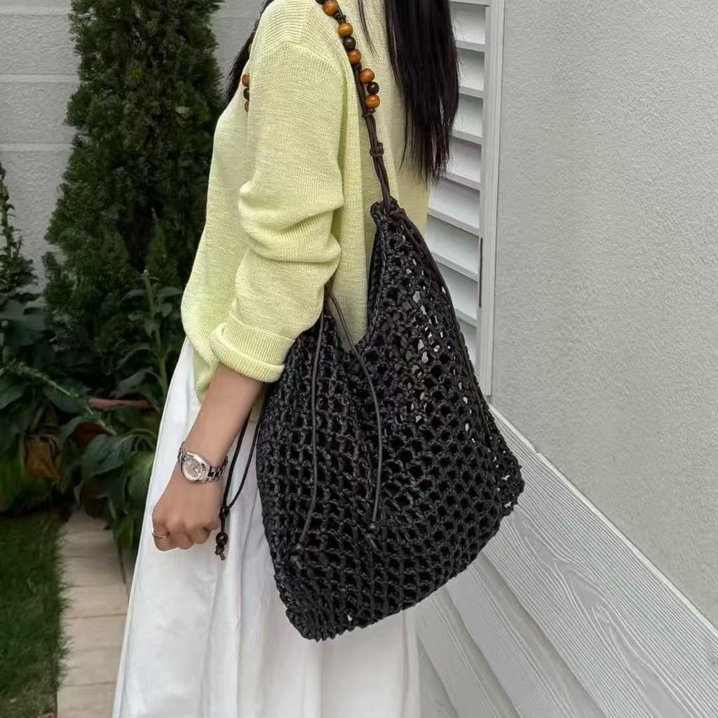 Borsa da Spiaggia Estiva Intrecciata da Donna con Corda a Rete Borse a Mano Lavorate a Maglia Borsa a Spalla Reticolata Vuota da Donna Borsa Shopping da Viaggio Grande Capacità
