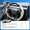 Heenvn For Tesla Model Y Juniper Model 3 Highland 2026+ Car Steering Wheel Cover All Season Universal Suede Steering Wheel Cover