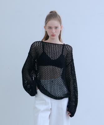 ODER Lace Boat Neck Pullover - Black