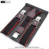 European-Style Plaid Suspenders with Leather Accents and Three-Clip Design