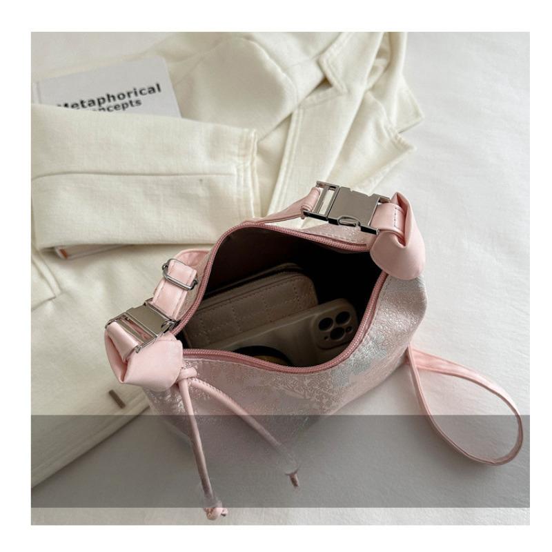 New Chinese Style Silk Crescent Bag 2026 Trendy Embroidery Handbag for Women Fashion Small Shoulder Crossbody Purse